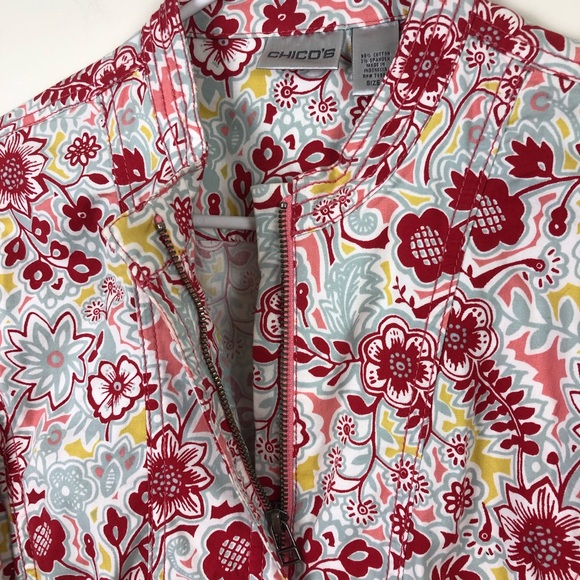 Chico’s Floral Zip Up Jacket - Picture 3 of 5